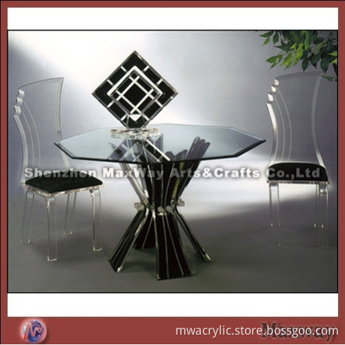 Transparent octagonal acrylic/perspex table with bunchy legs
